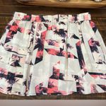 1. State Abstract, Palm Tree Ivory, Pink, and Black Pleated Mini Skirt w. Inner Liner. Photo 3
