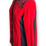 Vintage Collection Red Black Floral Embroidered Long Sleeve Western Shirt Large Red Photo 1