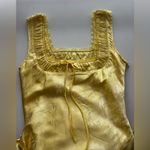 B.Right butter Yellow Floral milkmaid lace ruched maxi Dress square neck prom S Photo 6