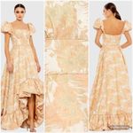 Mac Duggal  68276  Womens FLORAL PRINT PUFF SLEEVE HIGH LOW BROCADE GOWN Photo 1