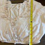 Free People  Desert Sands Cotton Top Ivory Embroidered Floral Beaded Long Sleeve Photo 9