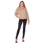 Love Tree  Camel High Neck Full Zip Faux Fur Sweater. Photo 2