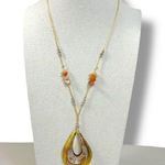 Free People Get Lost Cord Pendant Necklace Brown Gold NEW Bohemian Choker Photo 0