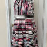 Nine West NWT Woman’s Striped Fit and Flare Dress Tangerine Tango, Sz 14 Photo 2