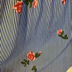Beautiful women’s Large blouse blue and white stripe with floral print Photo 1