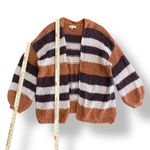 Miracle USA Striped Fluffy Cardigan Sweater Womens Size S/M Multicolor Boho Photo 2