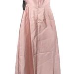 Alfred Sung NWT Strapless Notch Satin Twill Maxi Dress Pockets 2 Toasted Sugar Photo 3