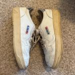 Autry Medallist Low Silver Metallic Leather Sneakers Size 40 White Photo 1