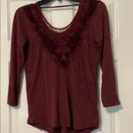 Lucky Brand  burgundy top with lace XS Photo 0