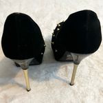 Black Faux Suede Gold Studded Metallic High Heel Platform Pumps Size 5.5 Photo 5