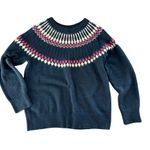 Croft & Barrow  Fare Isle Navy Sweater with Pink and Cream Accents woman’s sz L Photo 0