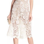 Dress the Population  Ivory Sheer Crochet Lace Marion Crop Pant Jumpsuit M Photo 0