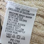 IZOD Cotton Cable Knit Crewneck Sweater Tan with Pink Photo 8