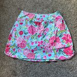 GOTTEX Skort Medium Pink Blue Floral Golf Tennis Pickleball Knit Ruffle Womens Photo 3