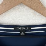 Roz & Ali ‎ Nautical Navy Blue White Striped Stretch Jersey Knit Keyhole Dress Photo 2