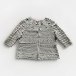 Chico's Crochet Cardigan 3/4 Sleeve Galina Glimmer Champagne Size 2 XL Photo 2