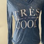 Hoodie pull over long sleeve top Blue Photo 5