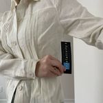 Relativity Deadstock Vintage 100% Linen Pleated Jacket Blouse Photo 4