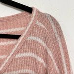 Fantastic Fawn  Pink & White Striped Ruffled Sleeve Button Down Blouse Womens L Photo 3