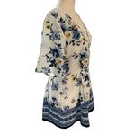 Trixxi  Women Size Large Floral Romper White Blue 15-851 Photo 2