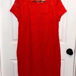 Chico's Coral Lace Eyelet Short Sleeve Dress Photo 0