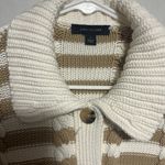 Ann Taylor  Beige and White Striped Cardigan Photo 1