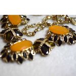 Ann Taylor Vintage  Amber/Butterscotch Gold Tone Rhinestone Accent Chain Necklace Photo 4