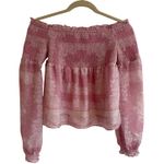 Intermix Silk Penelope Paisley Off-The-Shoulder smocked long sleeve Top small Photo 2