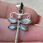 Rainbow Moonstone Dragonfly Sterling Necklace Silver Photo 4