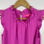 Lilly Pulitzer Lilly Pulitzer Talisa Top Sz XXS Ruffle Mock Neck Sleeveless Blouse Pink Purple Photo 2