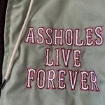 Unisex Linda Finegold A**HOLES LIVE FOREVER ALF Hooded Bomber Jacket Size Small Blue Photo 1