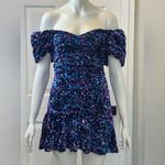 ZARA coquette colorful Sequin Mini Dress with Puff Sleeves size X Small Photo 1