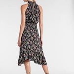 EXPRESS high mock neck smocked black ditsy floral midi dress size medium Photo 2
