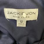 #130 JACKIE JON navy one shoulder cocktail dress Blue Size 12 Photo 7