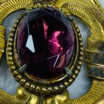 Pendant for Necklace Brass Gold Color Oval Center Stone Purple Color Aged Patina Photo 8