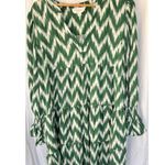 Pomander Place Tuckernuck Green Ikat Kenzo Dress Tiered Bell Sleeve Zig Zag XXXL Size undefined Photo 5