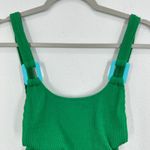 Aerie One Piece Swimsuit XS Green Cheekiest High Cut Ribbed Square Buckle Strap Photo 2
