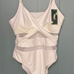 BMJL Womens White Twist Front Mesh One Piece Swimsuit Size L Size L Photo 0