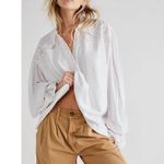 Free People  Ethereal Dainty Cottage Eyelet Lace Laura Henley Top Pullover Large Photo 11