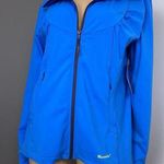 New Moosejaw Women's Large Yoga Jacket Lightweight Bright Blue Logo Zip Coat Photo 0