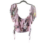 Women's love, fire Pink Floral Crop Top 1X Photo 2