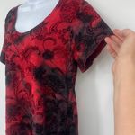 Sienna Grace Velvet Burnout Asymmetric Womens Top Sz M Y2K Holiday Goth Artsy Red Size M Photo 6