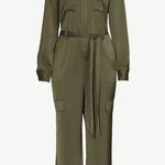 Wide Leg Satin Jumpsuit Green Size L Photo 1