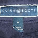 Karen Scott  navy white embroidered skirt 8 Photo 3