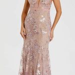 Mac Duggal NWT  67481 Pink Floral Embellished Sleeveless Plunge Neck Gown Size 12 Photo 0