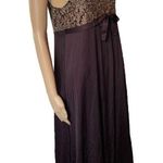Shadowline Vintage 80s Brown Damask Witchy Romantic Lingerie Maxi Slip Dress Size M Photo 1