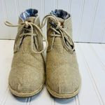 Toms  Tan Beige Natural Wedge Shoes Lace Up Sz 8.5 Photo 1