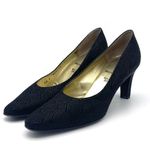 Vintage Bruno Magli Black Embossed Leather Pumps Italian Heels Women’s Size 8 AA Photo 15