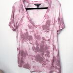Rock & Republic Women’s T-Shirt Medium Pink Tie Dye Soft V-Neck Casual Lounge Photo 0