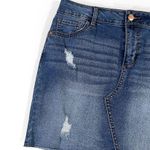 Celebrity Pink  Medium Wash Blue Denim Raw Hem Mini Skirt Women's Size 7/28 Photo 2
